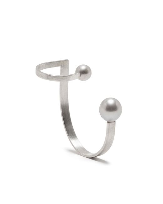 Hsu Jewellery Drawing A Circle Pearl Ear Sculpture ear cuff