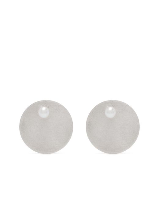 Hsu Jewellery pearl-embellished disk studs