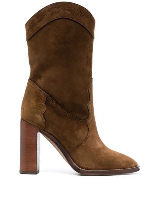 Saint Laurent point-toe calf-length boots