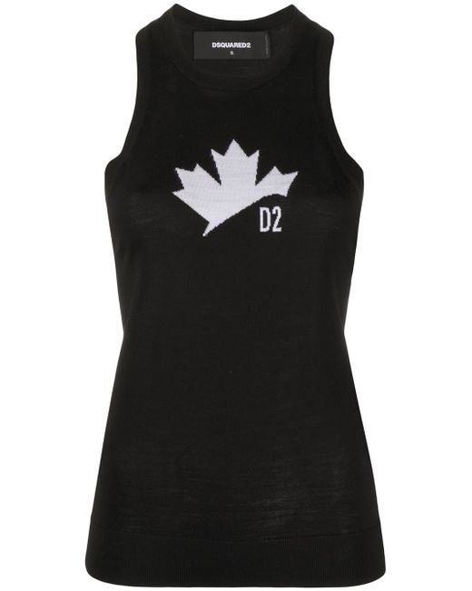 Dsquared2 maple leaf motif knitted tank top