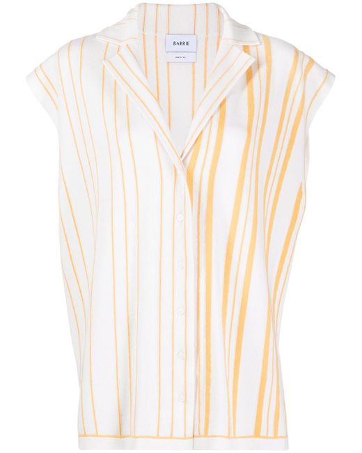 Barrie striped cashmere-blend sleeveless shirt
