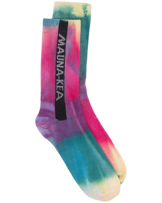 Mauna Kea tie-dye print logo socks