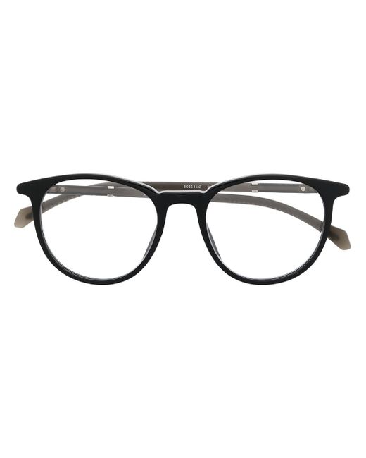Boss round-frame clear-lens eyeglasses