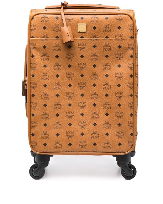 Mcm leather monogram logo print suitcase