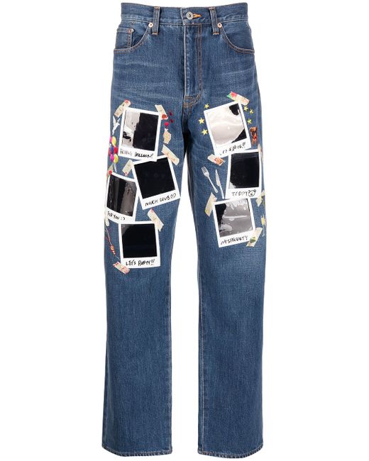 Doublet polaroid print straight leg jeans