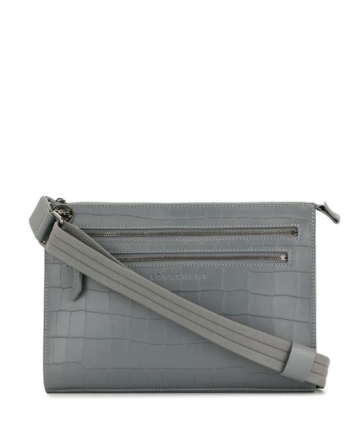 Longchamp crocodile-effect leather clutch bag