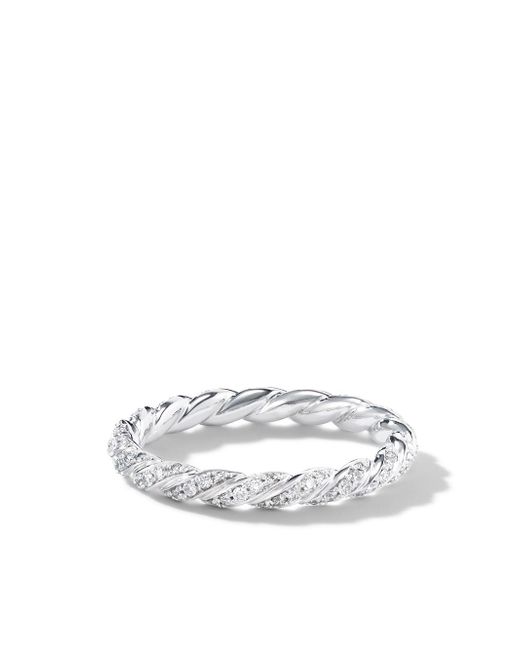 David Yurman 2.7mm 18kt white gold petite Paveflex diamond ring