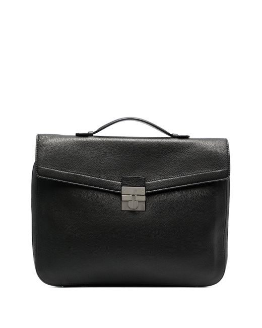 Kiton foldover leather briefcase