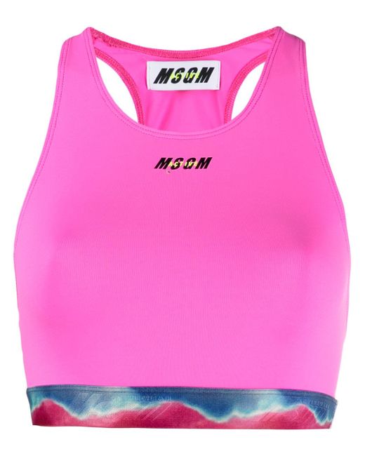 Msgm printed waistband logo sports bra