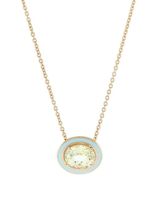 Selim Mouzannar 18kt rose gold yellow sapphire and light blue enamel necklace