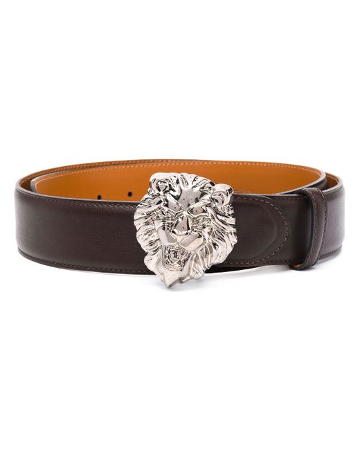 Billionaire lion-buckle leather belt