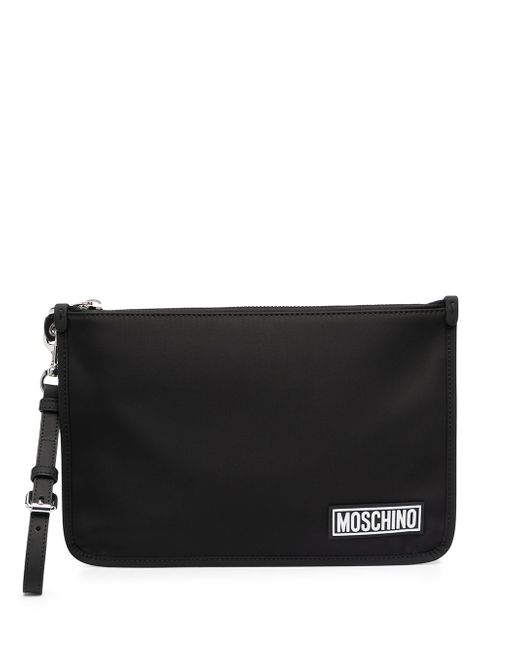 Moschino logo plaque clutch bag
