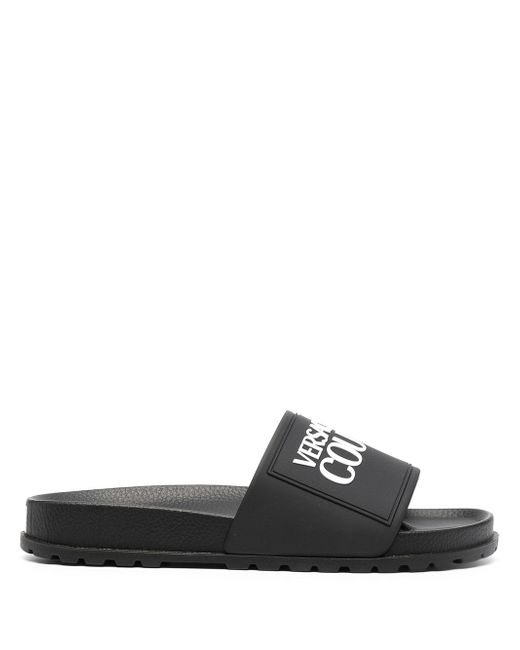 Versace Jeans Couture logo embossed slides