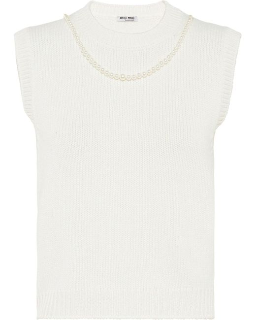 Miu Miu pearl-embellished knitted vest