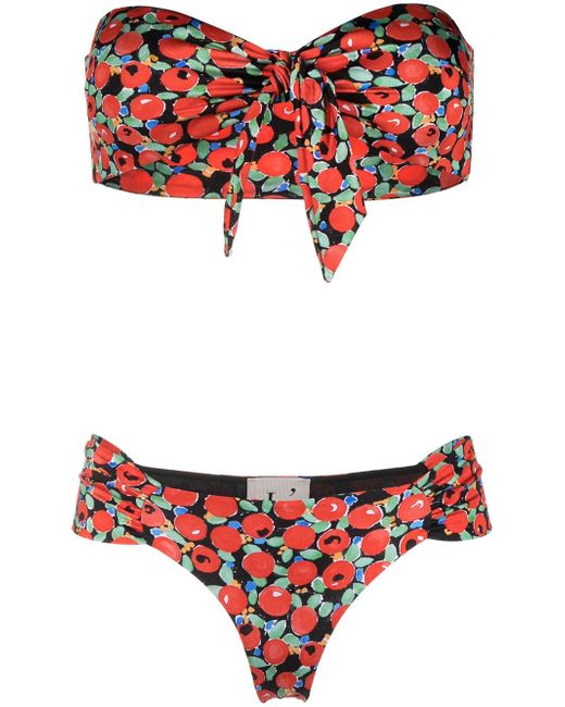 L' Autre Chose printed bandeau bikini set