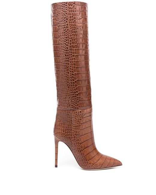 Paris Texas crocodile-embossed leather boots