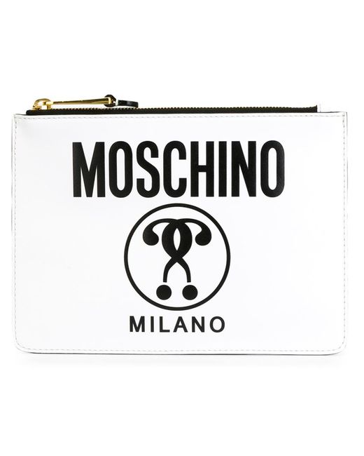 Moschino logo print clutch