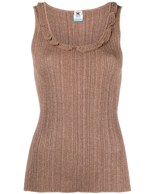 M Missoni ruffled neck knitted tank top