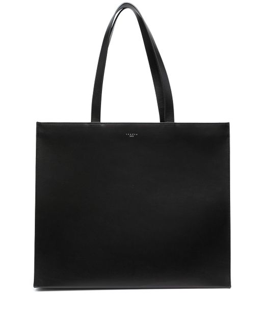 Sandro logo-embossed leather tote bag