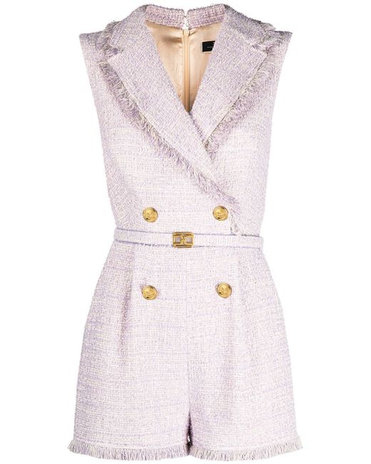 Elisabetta Franchi double-breasted tweed playsuit