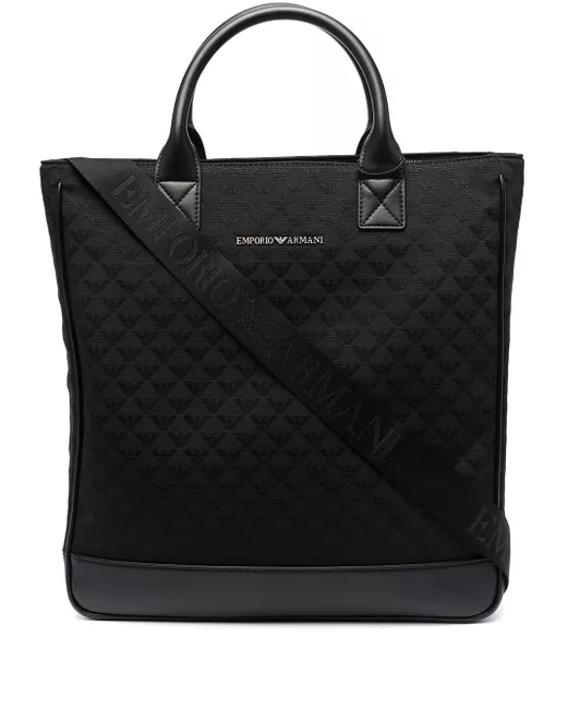 Emporio Armani quilted logo-lettering tote bag
