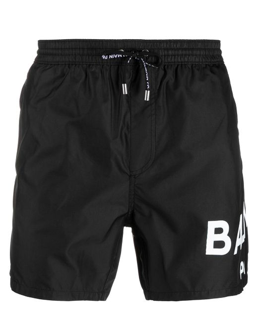 Balmain logo-print drawstring swim shorts