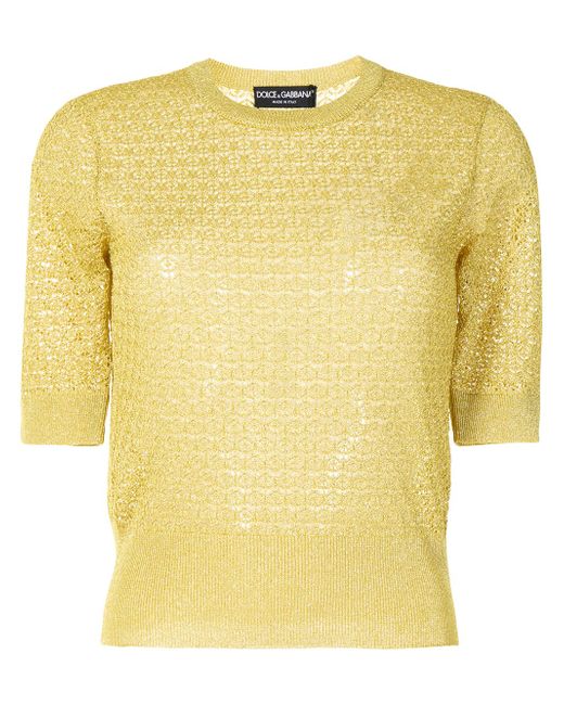 Dolce & Gabbana pointelle-knit short-sleeve top