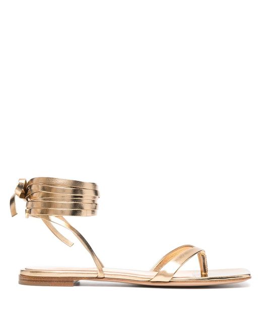 Gianvito Rossi metallic-effect lace-up sandals