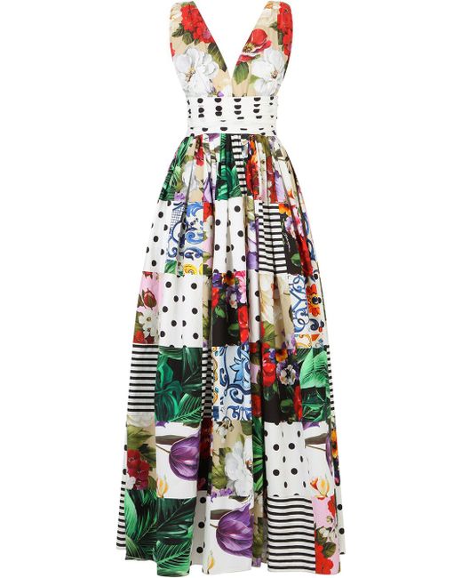 Dolce & Gabbana mix print long dress