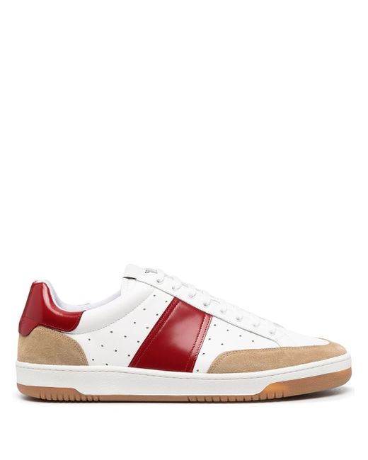 Sandro contrast-panel leather trainers