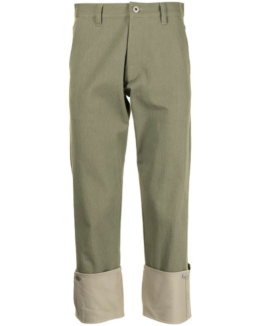 Ports V contrast turn-up trousers