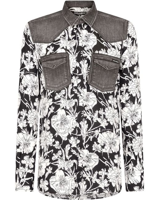 Dolce & Gabbana floral-print panelled shirt