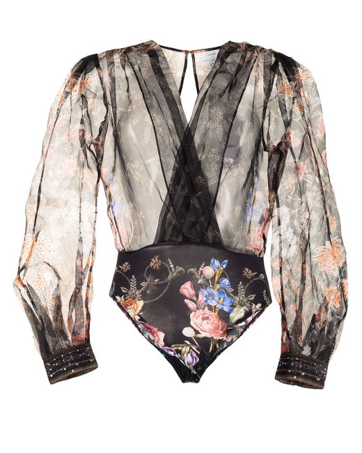 Camilla floral-print semi-sheer bodysuit