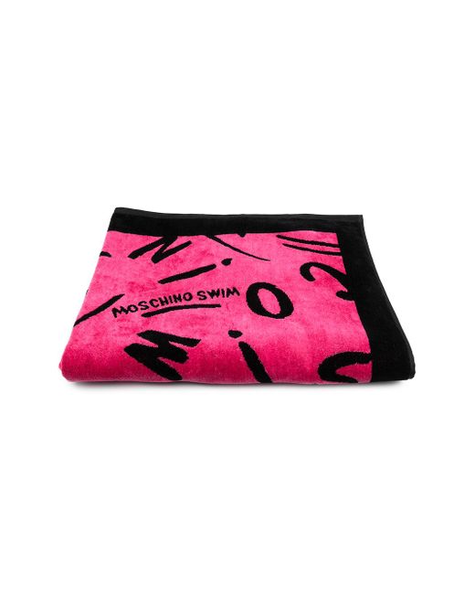 Moschino logo print beach towel
