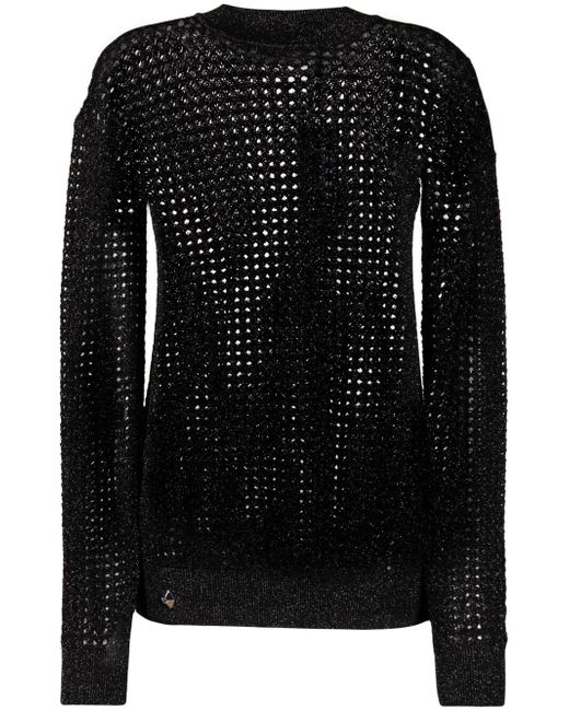 Philipp Plein metallic-threaded mesh jumper