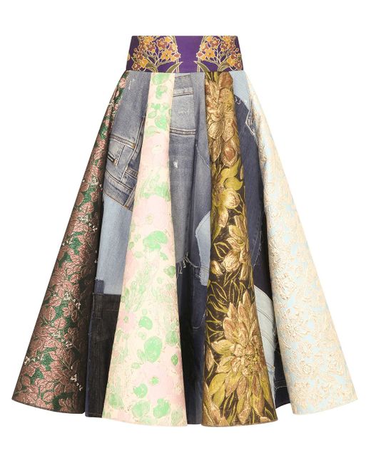 Dolce & Gabbana patchwork-print midi skirt