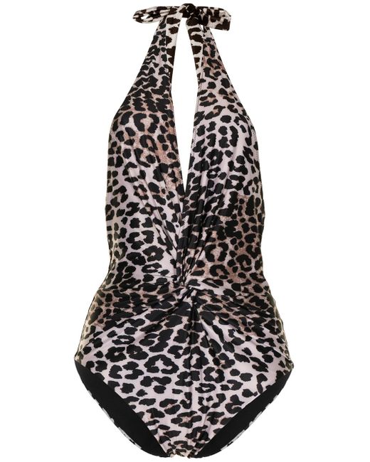 Duskii leopard-print halterneck swimsuit