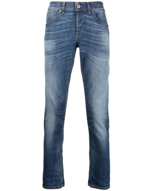 Dondup whiskered-thigh bleach-wash jeans