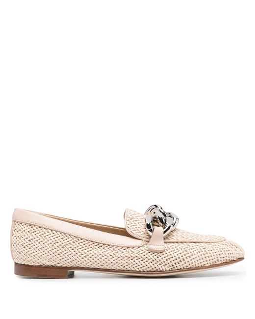 Casadei woven chain-detail loafers