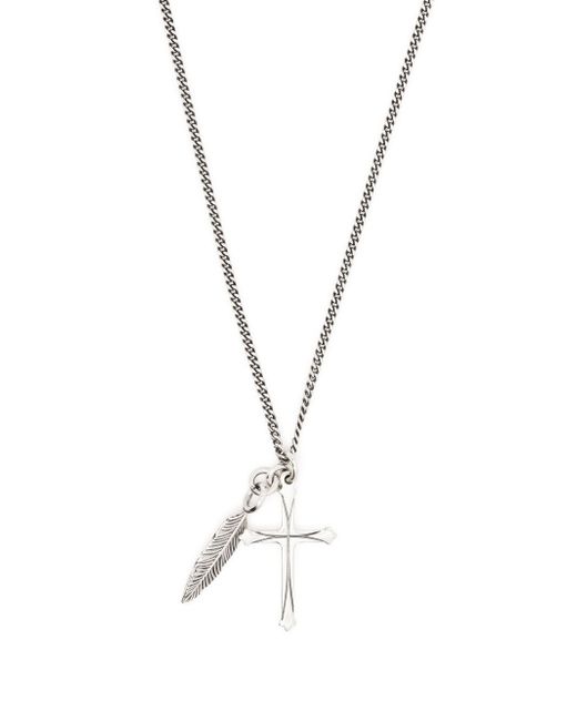Emanuele Bicocchi cross feather necklace