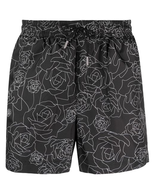 Les Hommes rose-print swim shorts