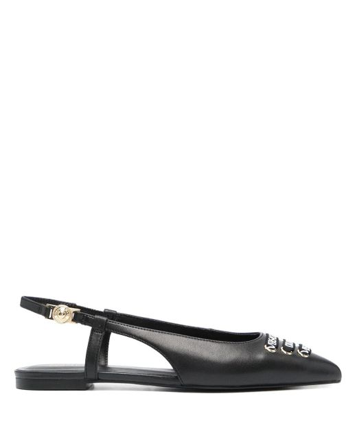 Versace Jeans Couture logo-print pointed ballerina shoes