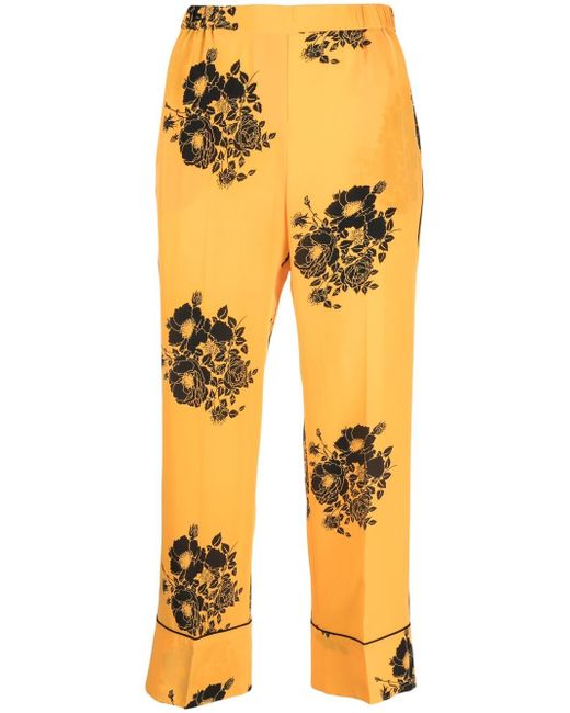 N.21 floral-print cropped silk trousers