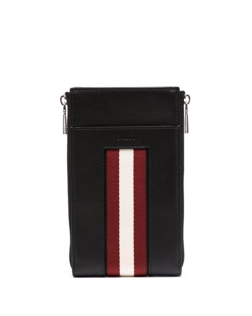 Bally logo-stripe leather phone case