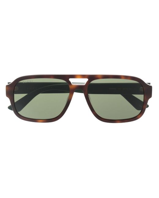 Gucci tortoiseshell-effect Web-stripe sunglasses