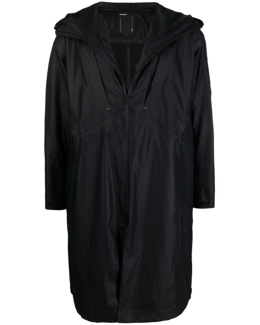 Attachment mid-length zipped raincoat