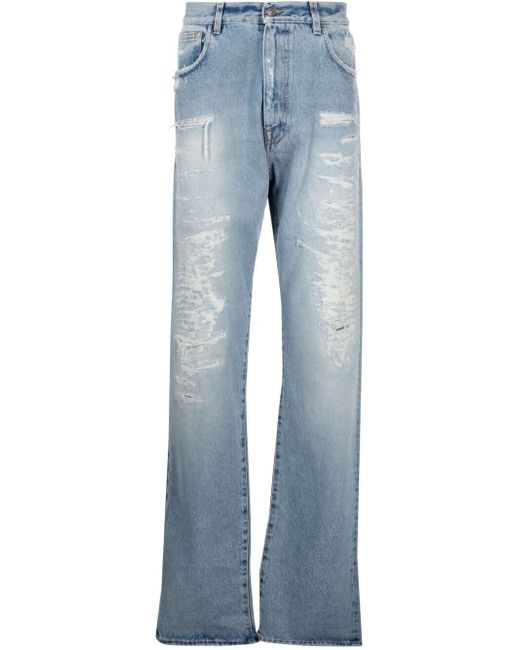 424 distressed straight-leg jeans