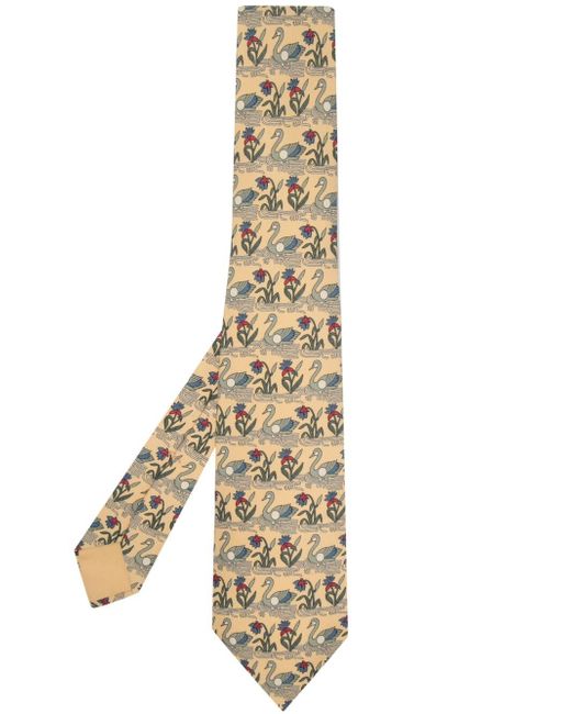 Hermès 2000s pre-owned swan print tie