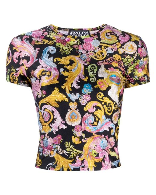 Versace Jeans Couture Versailles-print cropped T-shirt