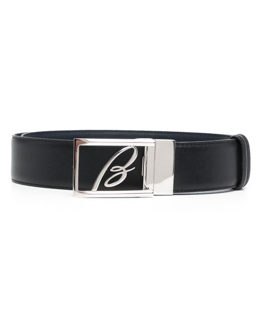 Brioni logo plaque leather belt